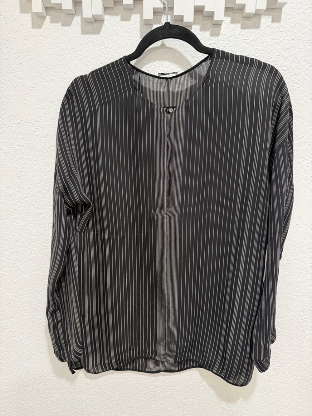 Vince Black and White Pinstripe Blouse
